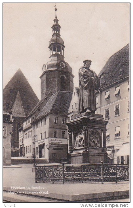 AK Eisleben - Lutherstadt - Markt Mit Lutherdenkmal - Werbestempel "Fernsprecher" - 1930 (7654) - Eisleben