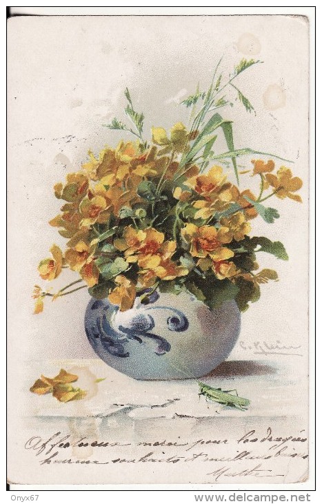 Carte Postale Fantaisie C.KLEIN -Vase-Pot De FLEUR - Illustrateur - VOIR 2 SCANS - - Klein, Catharina