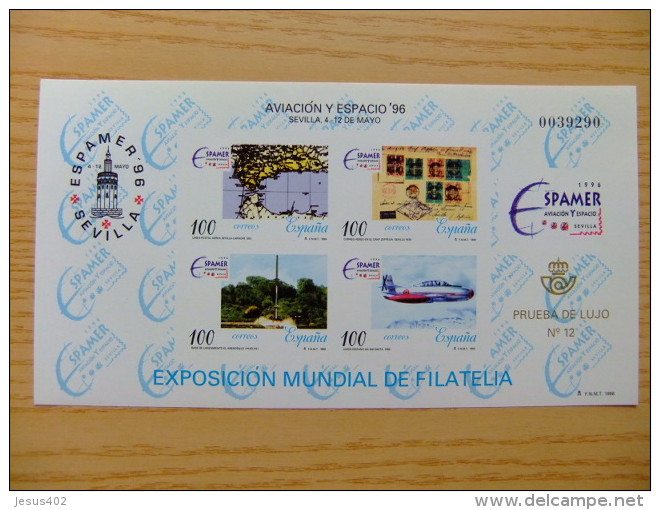 ESPAGNE - SPAIN - 1996 PRUEBA  Hoja Sin Dentar - AVION Y ESPACIO Edifil Nº 59 MNH  Nº 3433 ** - Blocchi & Foglietti