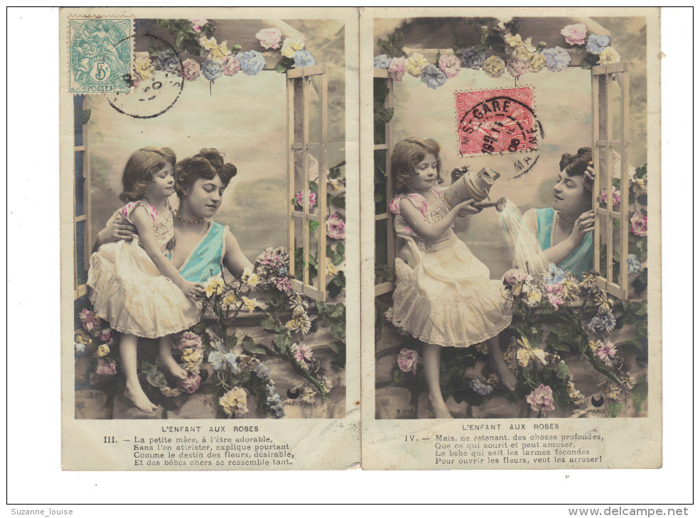 CPA - Lot De 5 Cartes  " L'enfant Aux Roses " - Verzamelingen & Reeksen