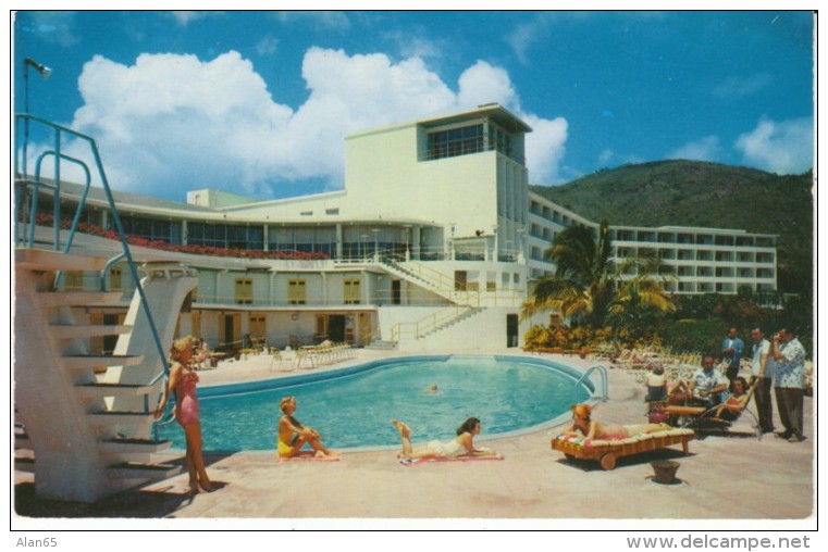 St. Thomas US Virgin Islands, Virgin Isle Hotel Swimming Pool, C1950s Vintage Postcard - Virgin Islands, US