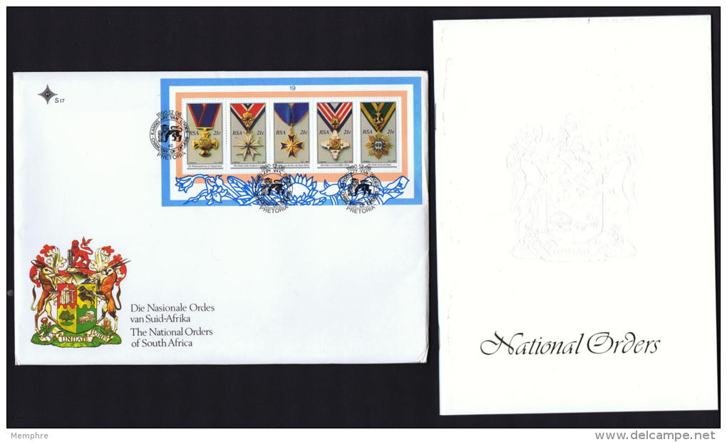 RSA - 1990 - National Orders - Souvenir Sheet - FDC  With 20-page  Bilingual Insert - FDC