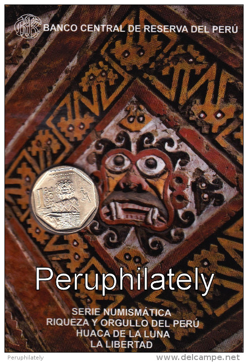 PERU 2014 , HUACA DE LA LUNA , 1 NUEVO SOL , COIN ON CARD , MINT - Peru