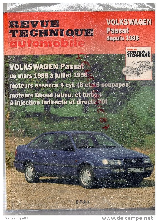 REVUE TECHNIQUE AUTOMOBILE- VOLKSWAGEN PASSAT DEPUIS 1988 A 1996- - Voitures
