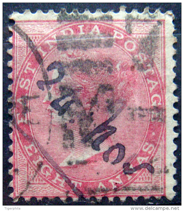 BRITISH INDIA 1868 8annas Queen Victoria DIE II Used Phila70 CV500Rs - 1858-79 Compañia Británica Y Gobierno De La Reina