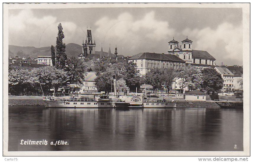 République Tchèque - Litomerice / Germany Leitmeritz Am Elbe - Panorama / Bateau Vapeur Steamer / 1939 Aussig - Tchéquie