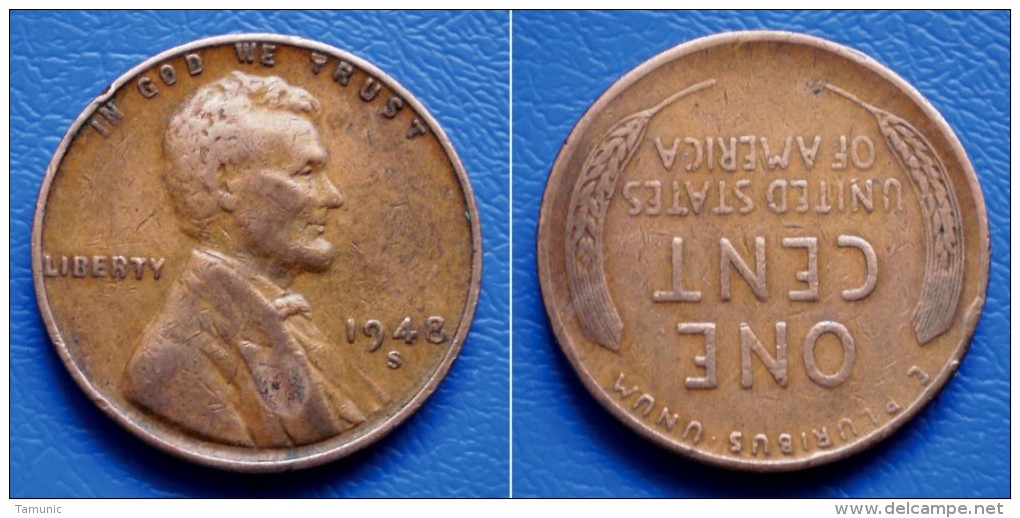 UNITED STATES USA 1 Cent (ONE) 1948 S - LINCOLN - 1909-1958: Lincoln, Wheat Ears Reverse