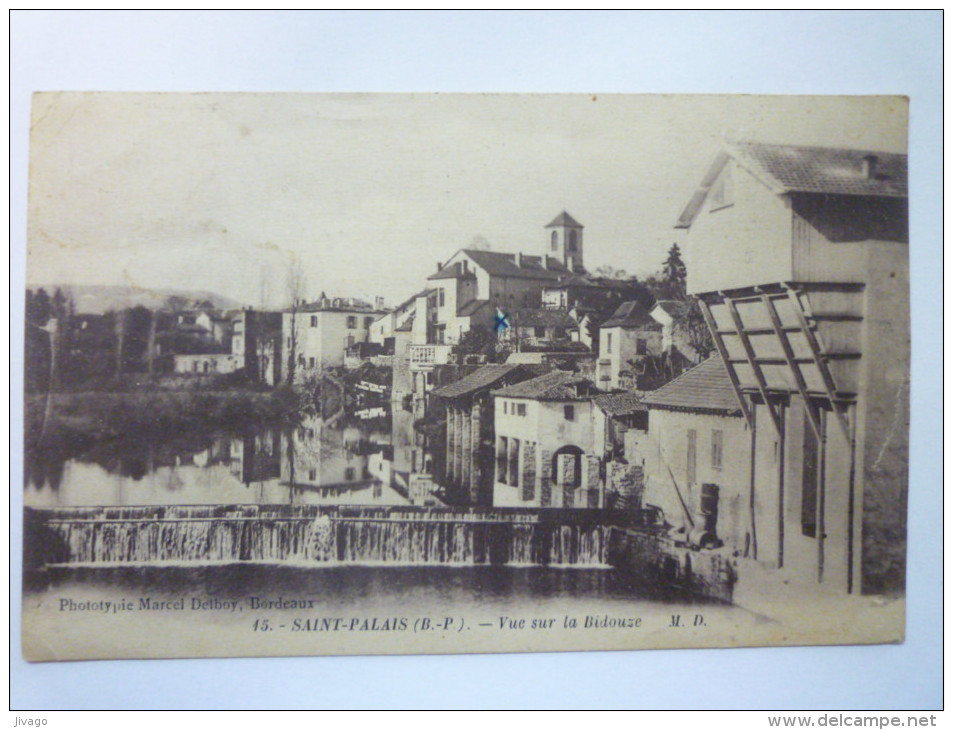 SAINT-PALAIS  :  Vue Sur La  BIDOUZE  1923 - Saint Palais