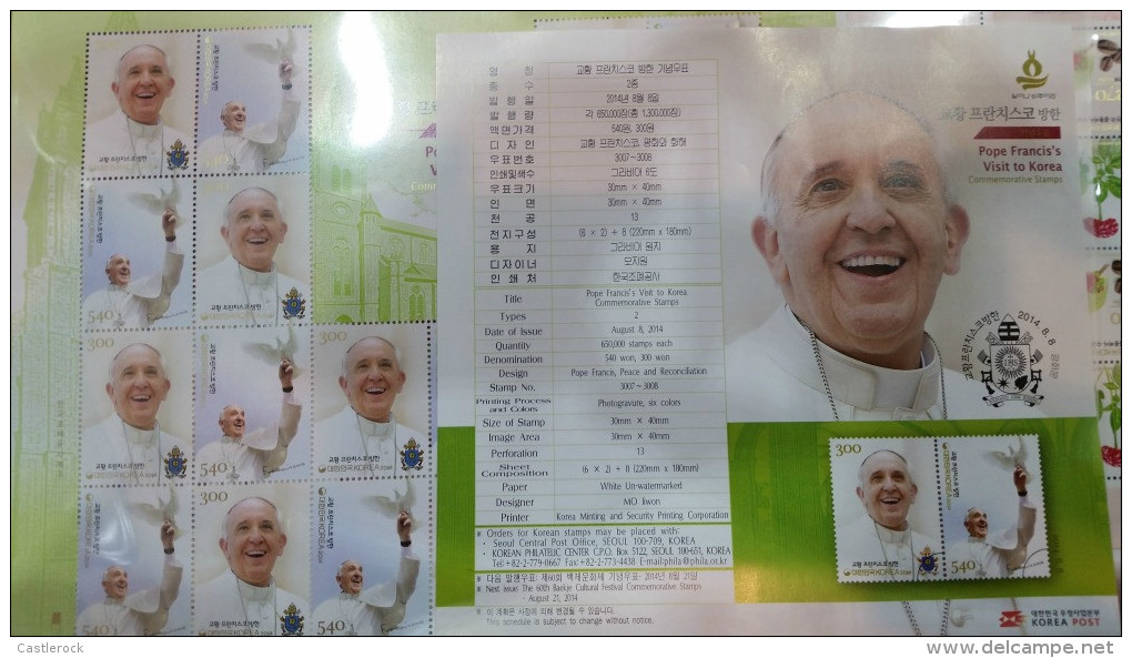 O) 2014 KOREA, FRANCISCO- POPE, JORGE MARIO BERGOGLIO, MINI  SHEET, MNH - Korea (...-1945)