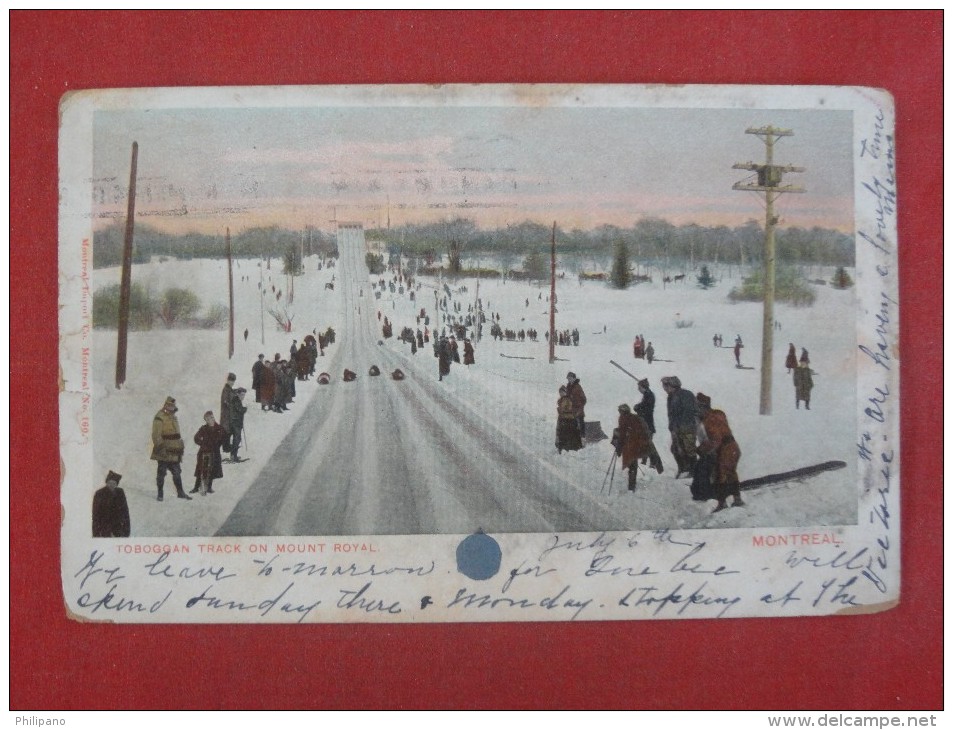 America > Toboggan  On Mount Royal    Has Stamp & Cancel         -ref 1433 - Montreal