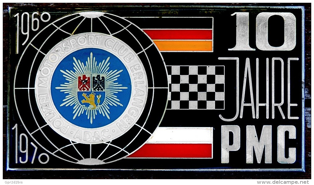 Plaque Officielle Des 10 Ans Club MOTORSPORT ADAC De La Police En Allemagne POLIZEI 1970 - Police & Gendarmerie