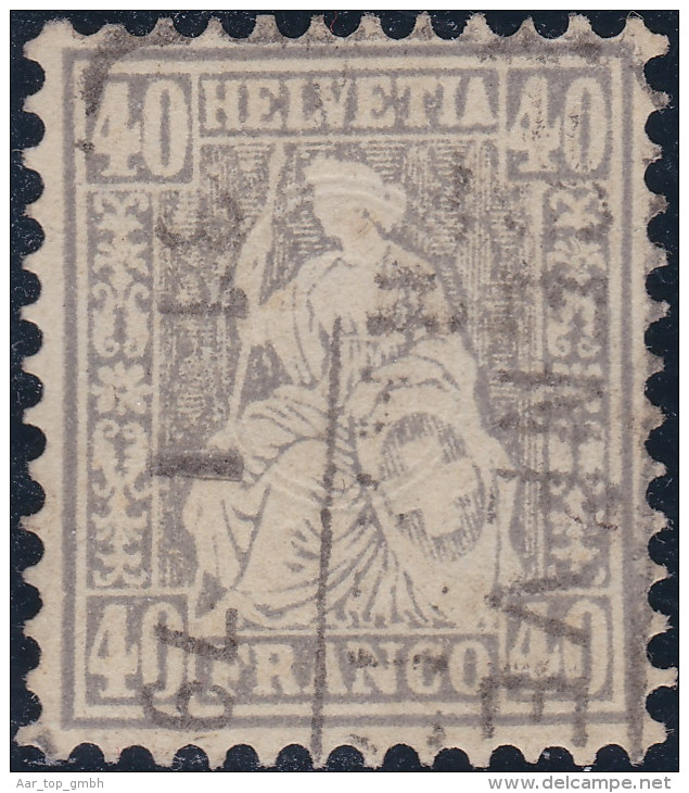 Schweiz GE Genève 1879-01-31 Fahrpost-Stempel Auf Zu#42 Grau 40Rp. Sitzende Helvetia - Gebraucht