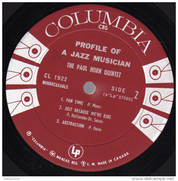 * LP *  PAUL HORN QUINTET - PROFILE OF A JAZZ MUSICIAN (Canada 1962) - Jazz