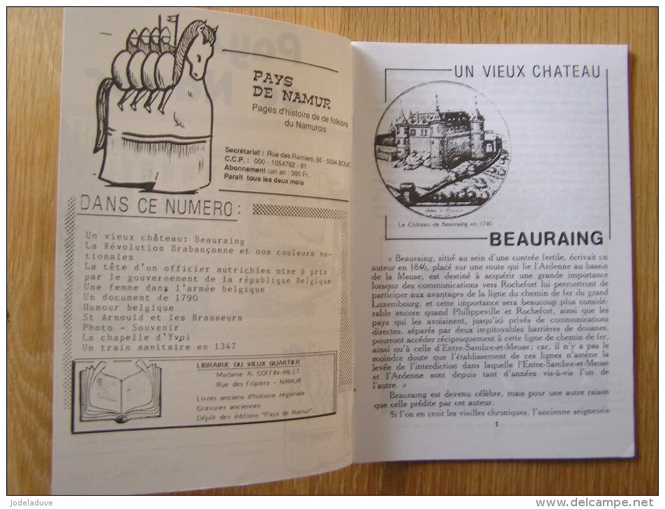 PAYS DE NAMUR Revue N° 124 Régionalisme Château Beauraing Yvoir St Arnould Révolution Brabançonne  Officier Autrichien - Belgique