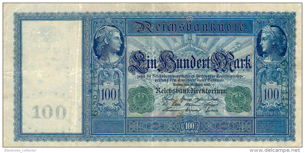 Deutschland, Germany - 100 Mark, Reichsbanknote, Ro. 44 A, 1910 ! - 100 Mark