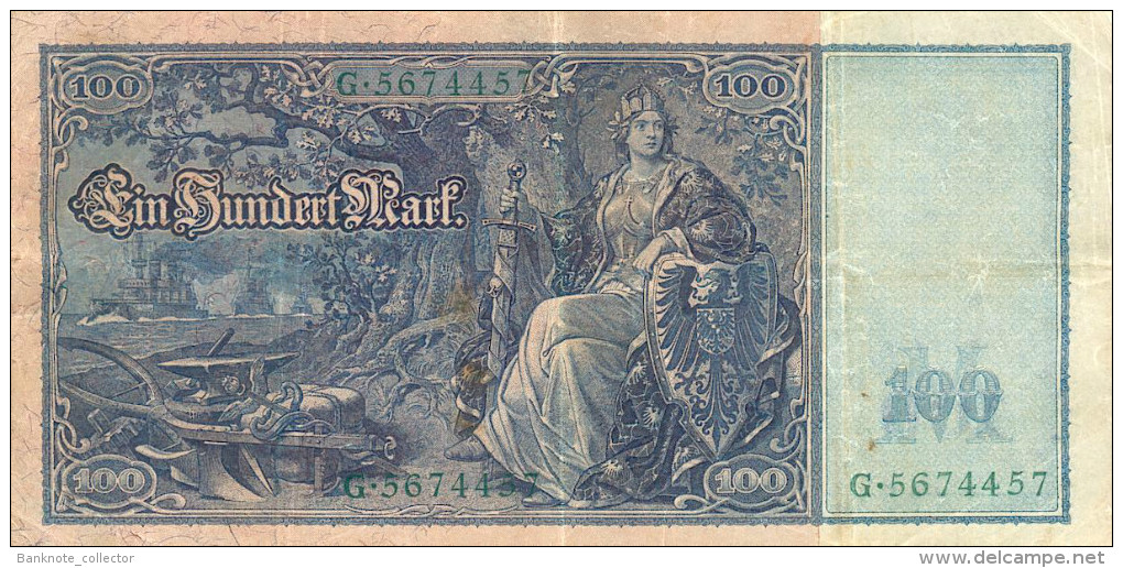 Deutschland, Germany - 100 Mark, Reichsbanknote, Ro. 44 A, 1910 ! - 100 Mark