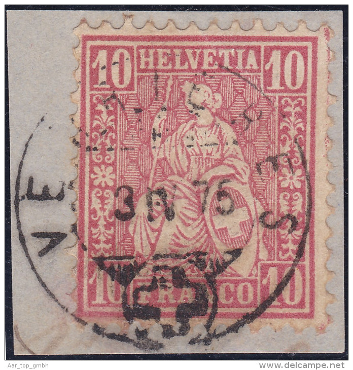 Heimat NE VERRIERES 1875-04-03 Auf Briefstück Mit 10Rpkarmin Sitzende Helvetia Zu#38 - Used Stamps