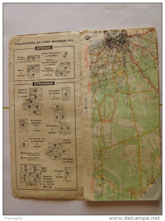 CARTE-ROUTIERE-MICHELIN-N °78-1951--BORDEAUX-BIARRITZ-B E - Cartes Routières