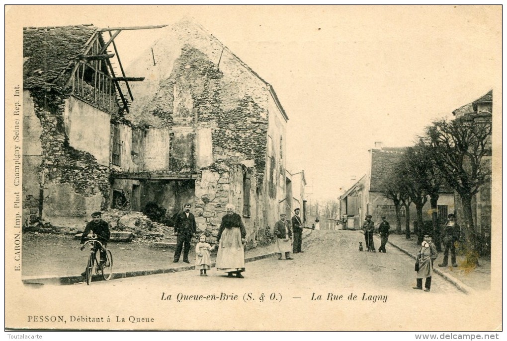 CPA 94 LA QUEUE EN BRIE LA RUE DE LAGNY Dos Simple - La Queue En Brie