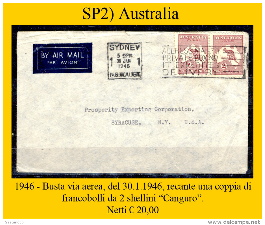 Australia-SP002 - 1946 - E´ Tutto Visibile, "Abuon Intenditor" - Briefe U. Dokumente