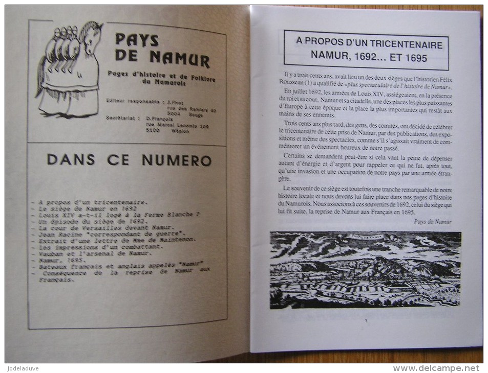 PAYS DE NAMUR Revue N° 141 Régionalisme Louis 14 Ferme Blanche Vauban Et L´ Arsenal Siège Bateaux Français Et Anglais - Belgique