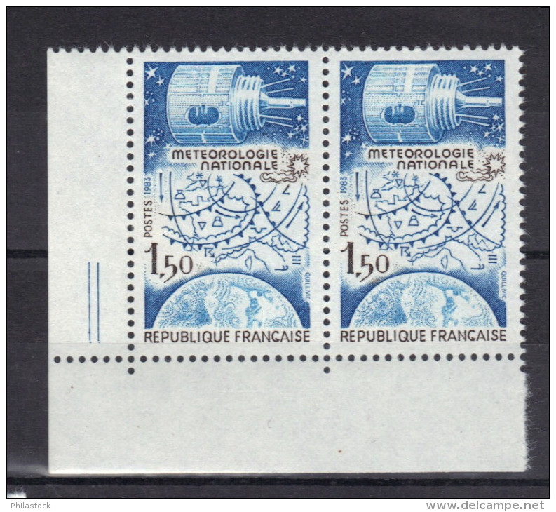 FRANCE N° 2292 B **  En Paire C De F (bleu Foncé Omis) - Neufs