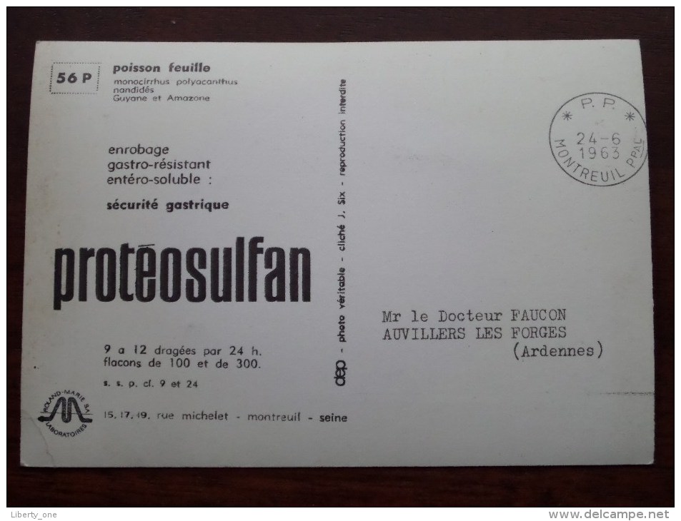 POISSON FEUILLE - Anno 1963 ( Pharma Lab Roland Marie / Protéosulfan - Zie Foto Voor Details ) !! - Poissons Et Crustacés