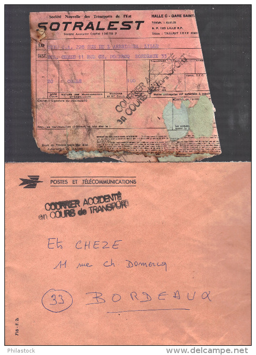 FRANCE 1969 Lettre Accidentée Crash Aérien Mai 1969 Avec Formulaire & Enveloppe Postale  Réexpédition - Crash Post