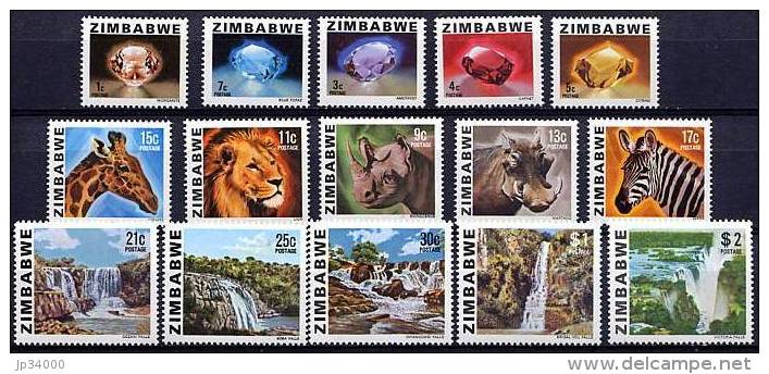 ZIMBABWE FAUNE, CHUTES D&acute;EAU, MINERAUX Yvert 1/15  ** MNH, Neuf Sans Charniere - Zimbabwe (1980-...)