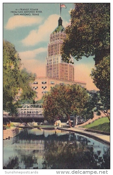 Transit Tower From San Antonio River San Antonio Texas - San Antonio