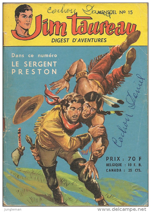 Jim Taureau N° 15 - Société Anonyme Générale D'Editions - (SAGE) Aussi Sergent Preston - Joë L'intrépide - Juin 1959 - Sagédition