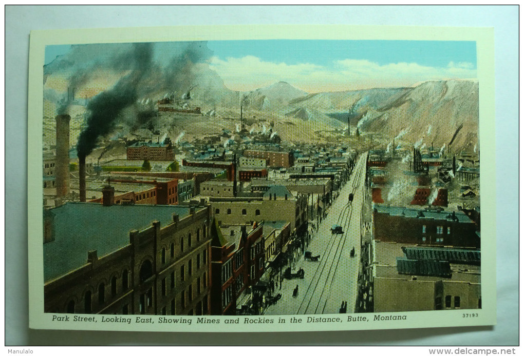 Butte, Montana - Park Street, Looking East, Showing Mines And Rockies In The Distance - Butte