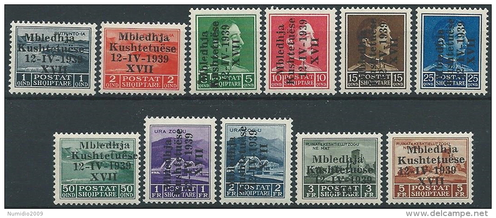 1939 ALBANIA ASSEMBLEA COSTITUENTE 11 VALORI MNH ** - ED678 - Albanie