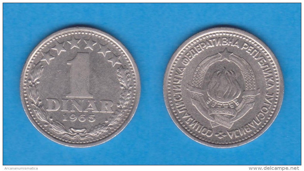 YUGOSLAVIA  1 DINAR  1.965  CU NI  KM#47  MBC/VF   DL-10.988 - Yugoslavia