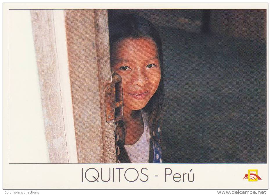 Lote PEP803, Peru, Postal, Postcard, Indigenous Issues, Iquitos, Niña En Padre Cocha, Children - Perú