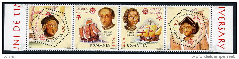 ROMANIA 2005 50th Anniversary Of Europa Stamps Perforated Strip MNH / **.  Michel 5974-77A - Ungebraucht