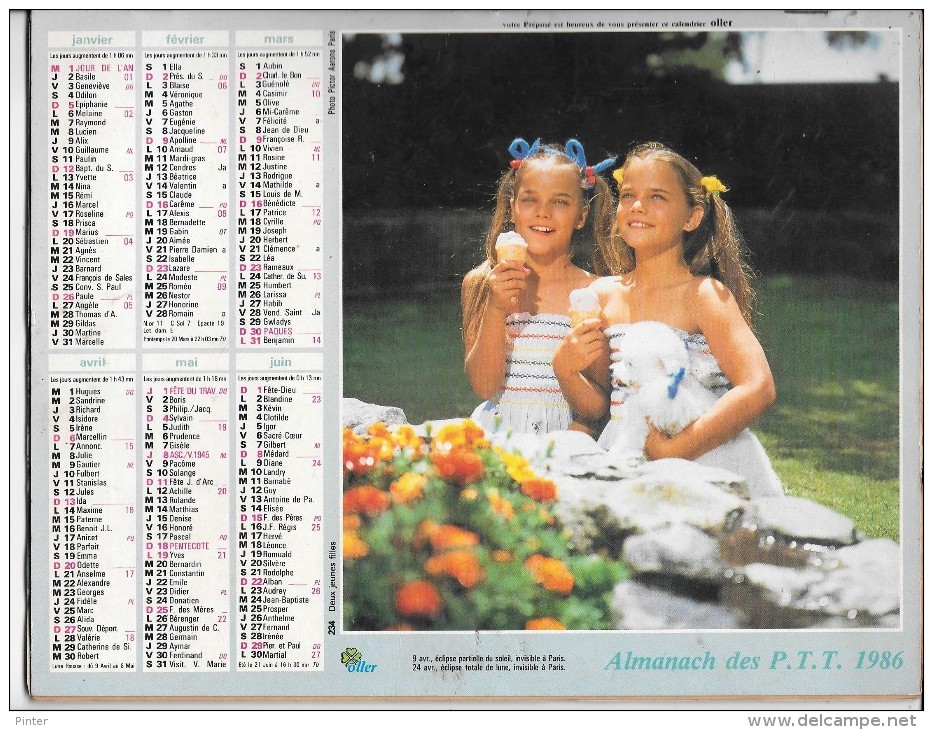 CALENDRIER - ALMANACH DES POSTES ET DES TELEGRAPHES -  ANNEE 1986  - SEINE ET MARNE - Grand Format : 1981-90