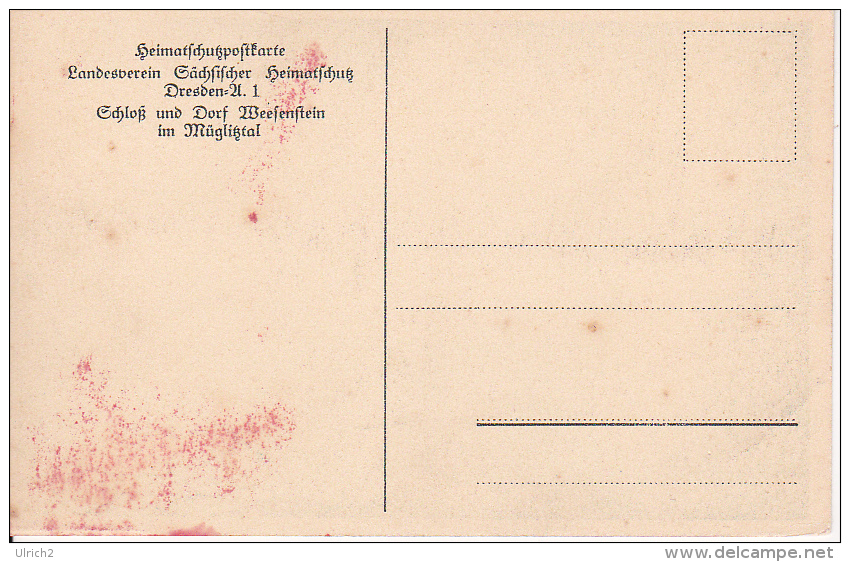 AK Schloß Und Dorf Weesenstein Im Müglitztal - Heimatschutzpostkarte - Landesverein Sächsischer Heimatschutz (7673) - Weesenstein A. D. Mueglitz