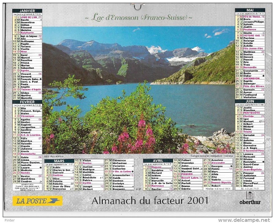 CALENDRIER - ALMANACH DES POSTES ET DES TELEGRAPHES - ANNEE 2001 - Paysages  - REGION PARISENNE - Grand Format : 2001-...