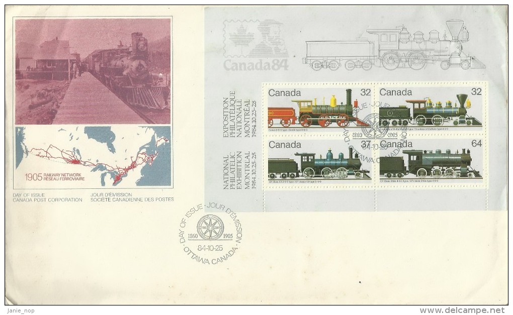 Canada 1984 Locomotives FDC - 1981-1990