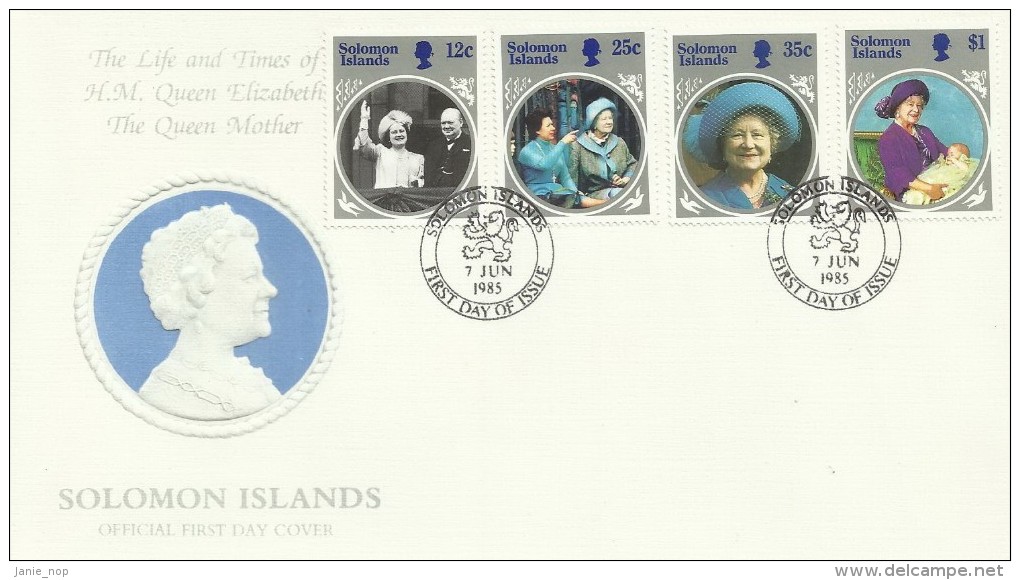 Solomon Islands 1985 Queen Mother 85th Birthday FDC - Solomon Islands (1978-...)