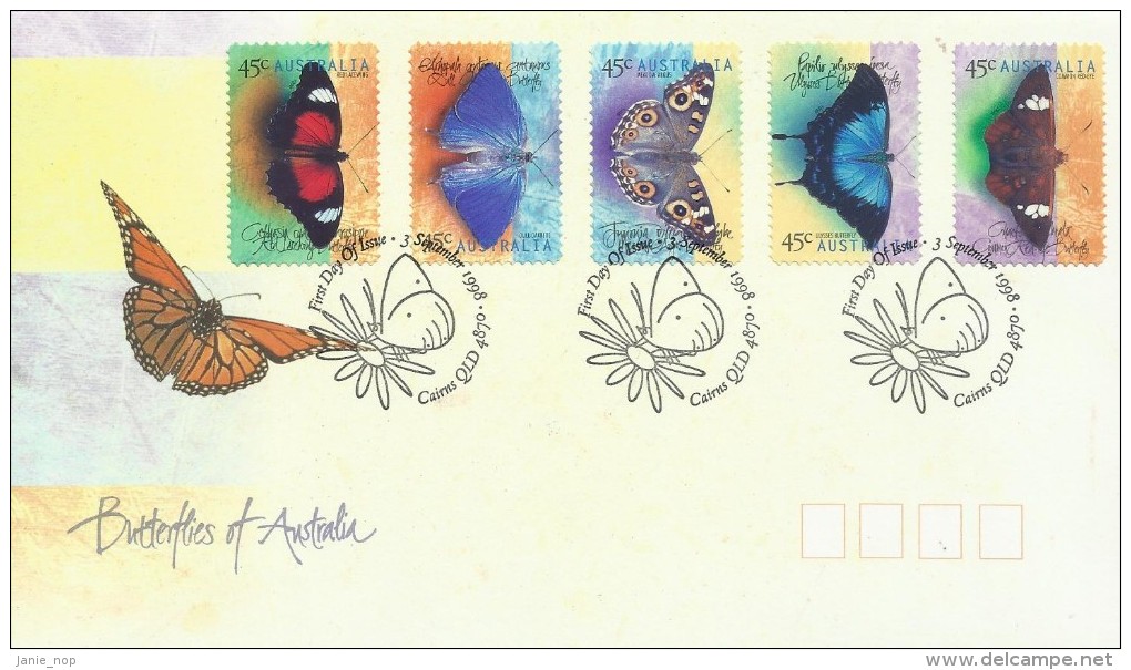 Australia 1998 Butterflies Self-Adhesive FDC - FDC