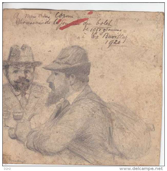 ANCIENNE ESQUICE-CROQUIS-1920-FORMAT 14X14 CM-(petite Dechirure A Droite Haut)-SIGNEE ? - Dessins