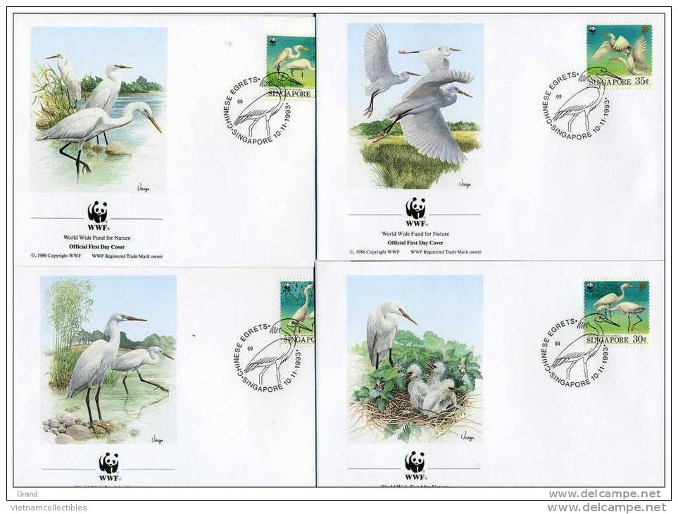 (WWF-153) FDC W.W.F. Singapore Chinese Egret 1993 - Storia Postale