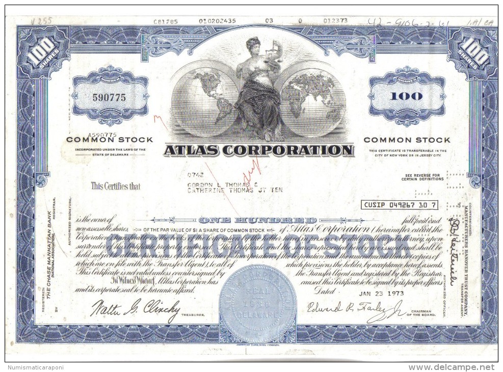 Atlas Corporation 1973+ Daryl Industries Inc 1952 + Pan American World Airwais Inc 1967 Certificate Of Stock C.1557 - Altri & Non Classificati