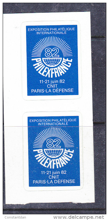 FRANCE EXPOSITION PHILATELIQUE INTERNATIONALE 1982 ADHESIF PAIRE - Philatelic Fairs