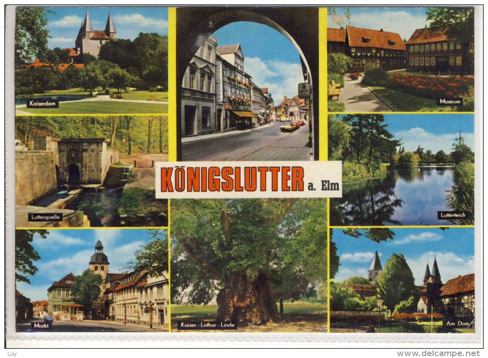 KÖNIGSLUTTER A. Elm  - Mehrbildkarte, Stamp  Locomotive - Koenigslutter