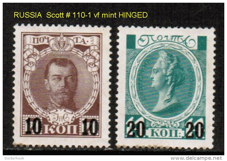 RUSSIA   Scott  # 110-1* VF MINT HINGED - Nuevos