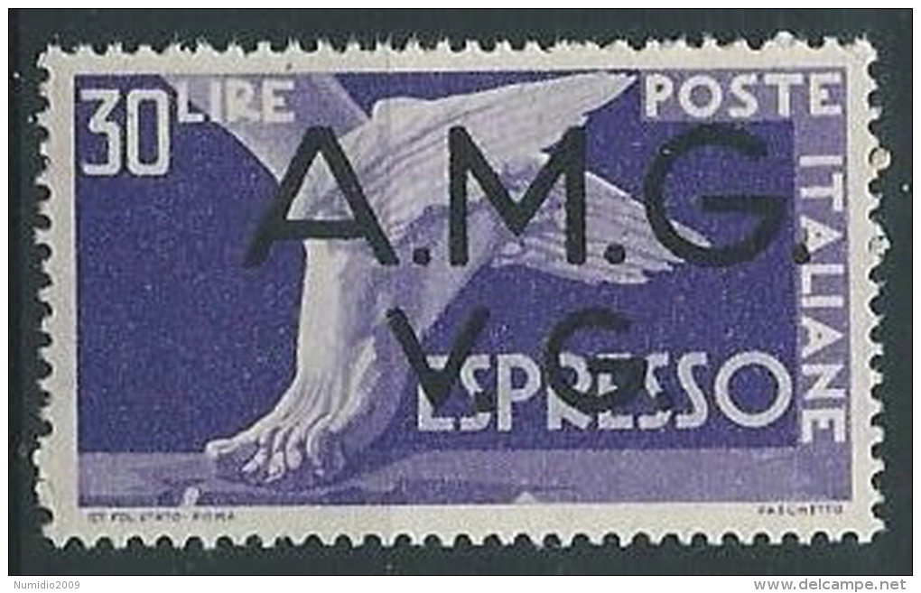 1946 TRIESTE AMG VG ESPRESSO 30 LIRE LUSSO + DECALCO MNH ** - ED687-4 - Mint/hinged