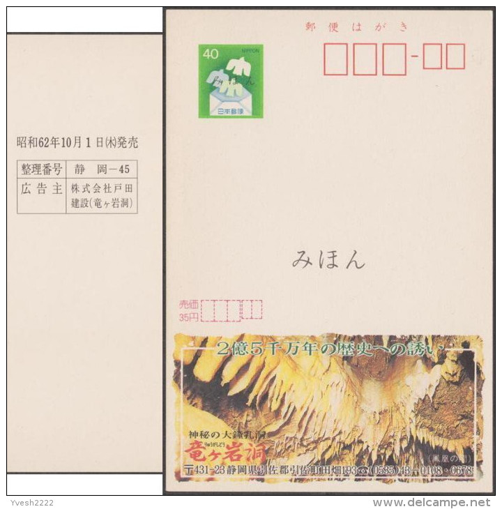 Japon 1987. Entier Postal Publicitaire Echocard Spécimen. Grottes De Ryugashido, Préfecture De Shizuoka - Autres & Non Classés